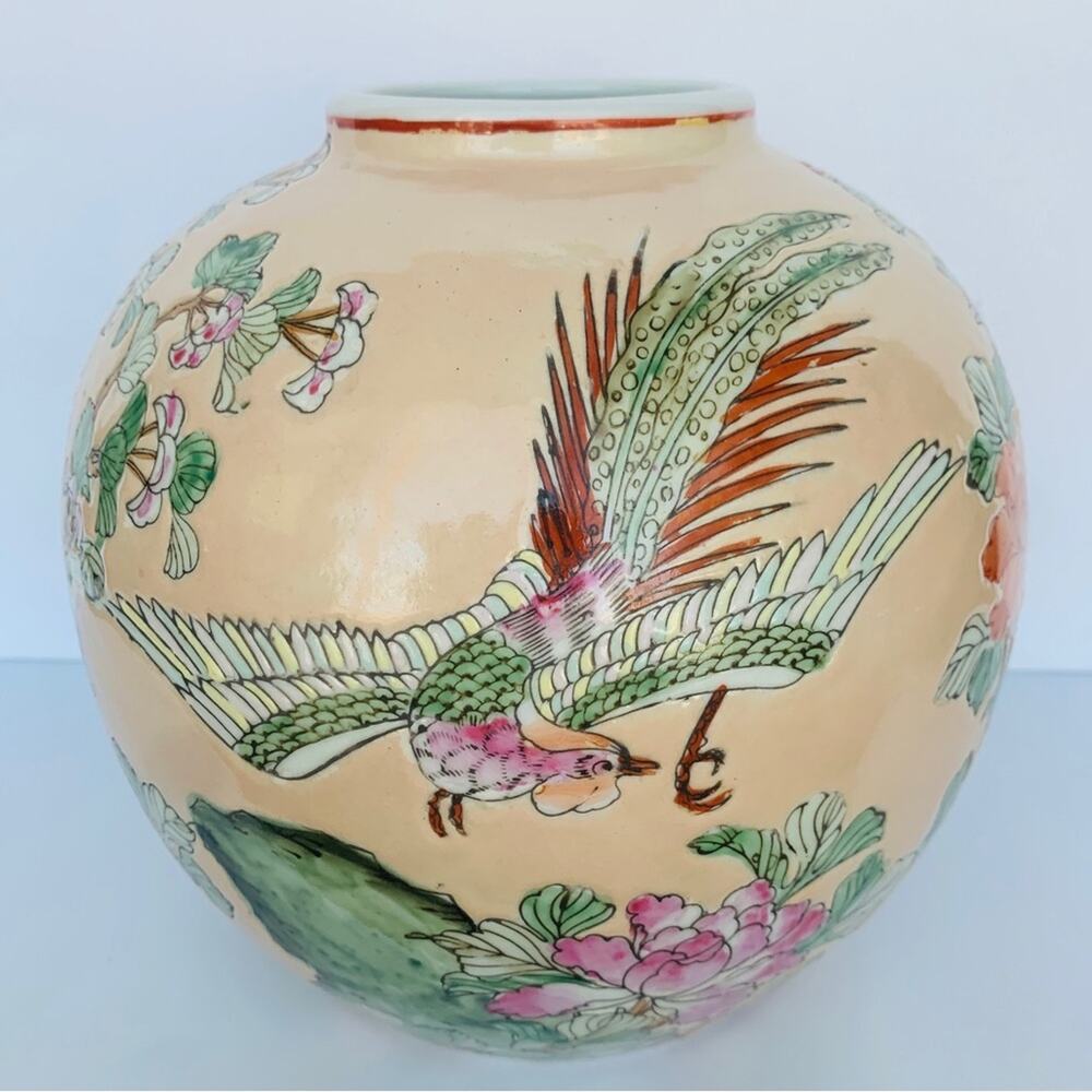 Antique Chinese Famille Rose Porcelain Phoenix Birds Ginger Jar vase - Picture 2 of 13
